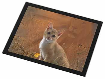 Lion Spirit on Kitten Watch Black Rim High Quality Glass Placemat