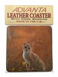 Lion Spirit on Kitten Watch Single Leather Photo Coaster