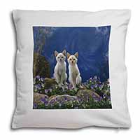 Fantasy Panther Watch on Kittens Soft White Velvet Feel Scatter Cushion