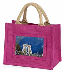 Fantasy Panther Watch on Kittens Little Girls Small Pink Jute Shopping Bag