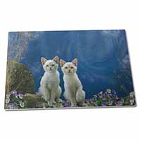 Large Glass Cutting Chopping Board Fantasy Panther Watch on Kittens