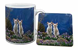Fantasy Panther Watch on Kittens Mug and Coaster Set