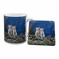 Fantasy Panther Watch on Kittens Mug and Coaster Set