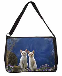 Fantasy Panther Watch on Kittens Large Black Laptop Shoulder Bag School/College