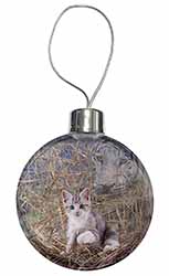 Kitten and White Tiger Watch Christmas Bauble