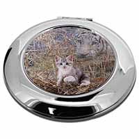 Kitten and White Tiger Watch Make-Up Round Compact Mirror