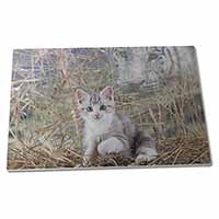Large Glass Cutting Chopping Board Kitten and White Tiger Watch