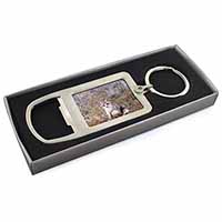 Kitten and White Tiger Watch Chrome Metal Bottle Opener Keyring in Box