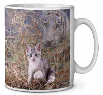 Kitten and White Tiger Watch Ceramic 10oz Coffee Mug/Tea Cup