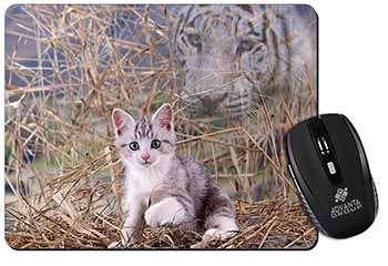 Kitten and White Tiger Watch Computer Mouse Mat