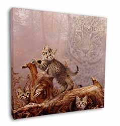 Kitten and Leopard Watch Square Canvas 12"x12" Wall Art Picture Print