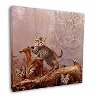 Kitten and Leopard Watch Square Canvas 12"x12" Wall Art Picture Print