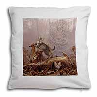 Kitten and Leopard Watch Soft White Velvet Feel Scatter Cushion