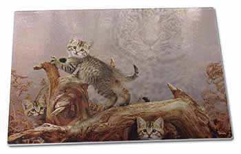 Large Glass Cutting Chopping Board Kitten and Leopard Watch