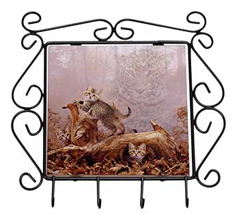 Kitten and Leopard Watch Wrought Iron Key Holder Hooks