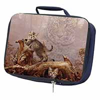 Kitten and Leopard Watch Navy Insulated School Lunch Box/Picnic Bag