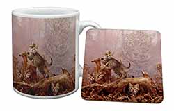 Kitten and Leopard Watch Mug and Coaster Set