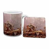 Kitten and Leopard Watch Mug and Coaster Set