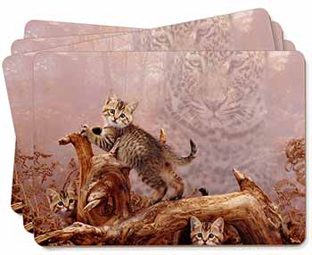 Kitten and Leopard Watch Picture Placemats in Gift Box