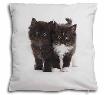 Black and White Kittens Soft White Velvet Feel Scatter Cushion