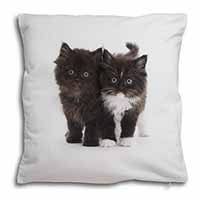 Black and White Kittens Soft White Velvet Feel Scatter Cushion