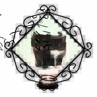 Black and White Kittens Wrought Iron Wall Art Candle Holder