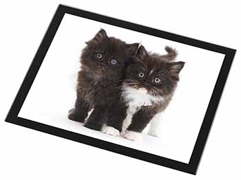 Black and White Kittens Black Rim High Quality Glass Placemat