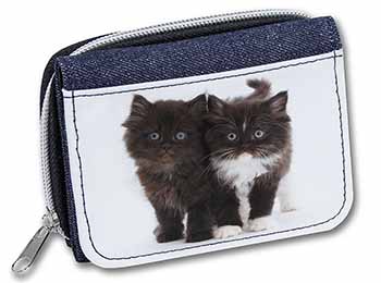 Black and White Kittens Unisex Denim Purse Wallet