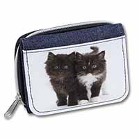 Black and White Kittens Unisex Denim Purse Wallet