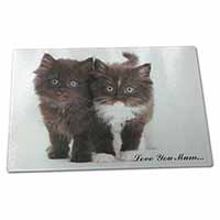 Large Glass Cutting Chopping Board Cute Kittens 