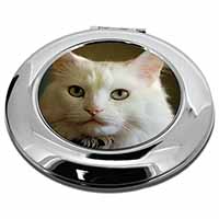 Gorgeous White Cat Make-Up Round Compact Mirror