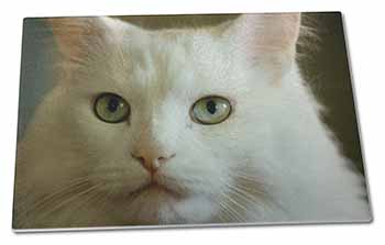 Large Glass Cutting Chopping Board Gorgeous White Cat
