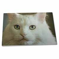 Large Glass Cutting Chopping Board Gorgeous White Cat