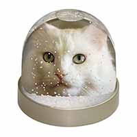 Gorgeous White Cat Snow Globe Photo Waterball
