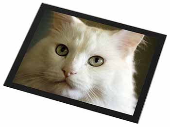 Gorgeous White Cat Black Rim High Quality Glass Placemat