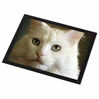 Gorgeous White Cat Black Rim High Quality Glass Placemat