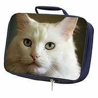Gorgeous White Cat Navy Insulated School Lunch Box/Picnic Bag