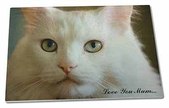 Large Glass Cutting Chopping Board White Cat 