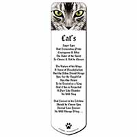 Silver Tabby Cat Face Bookmark, Book mark, Printed full colour