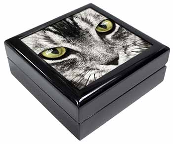 Silver Tabby Cat Face Keepsake/Jewellery Box