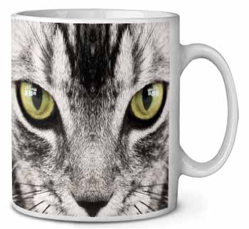 Silver Tabby Cat Face Ceramic 10oz Coffee Mug/Tea Cup