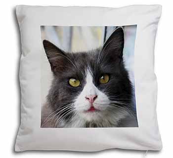 Pretty Black and White Cat Soft White Velvet Feel Scatter Cushion