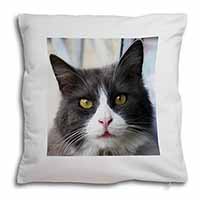 Pretty Black and White Cat Soft White Velvet Feel Scatter Cushion