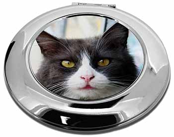 Pretty Black and White Cat Make-Up Round Compact Mirror