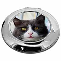 Pretty Black and White Cat Make-Up Round Compact Mirror
