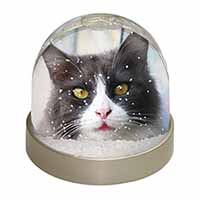 Pretty Black and White Cat Snow Globe Photo Waterball