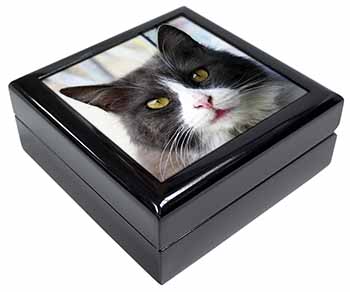 Pretty Black and White Cat Keepsake/Jewellery Box