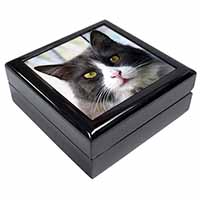 Pretty Black and White Cat Keepsake/Jewellery Box