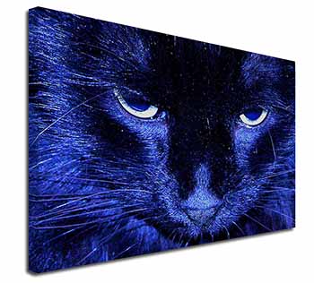 Black Cat Face in Blue Light Canvas X-Large 30"x20" Wall Art Print