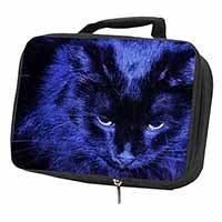 Black Cat Face in Blue Light Black Insulated School Lunch Box Bag - Advanta Grou